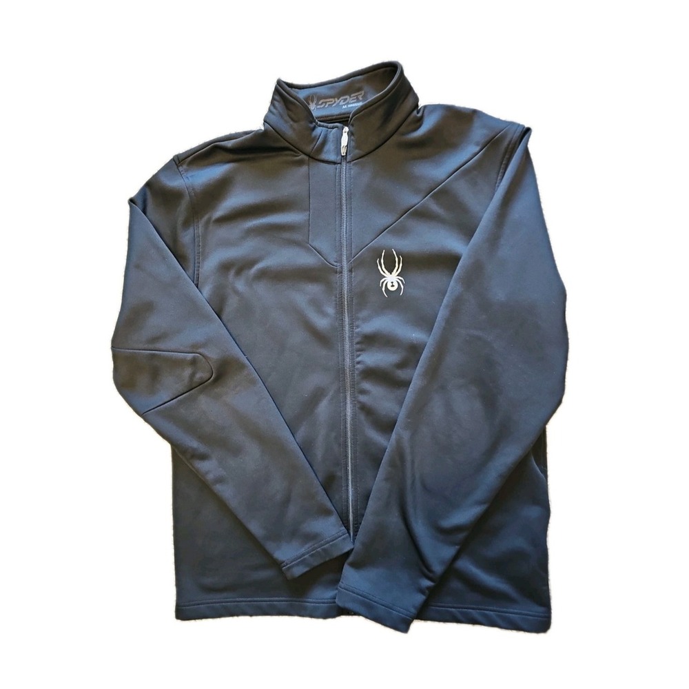SPYDER Lightweight Fleece Jacket Mens Medium Black Full Zip Performance Coat